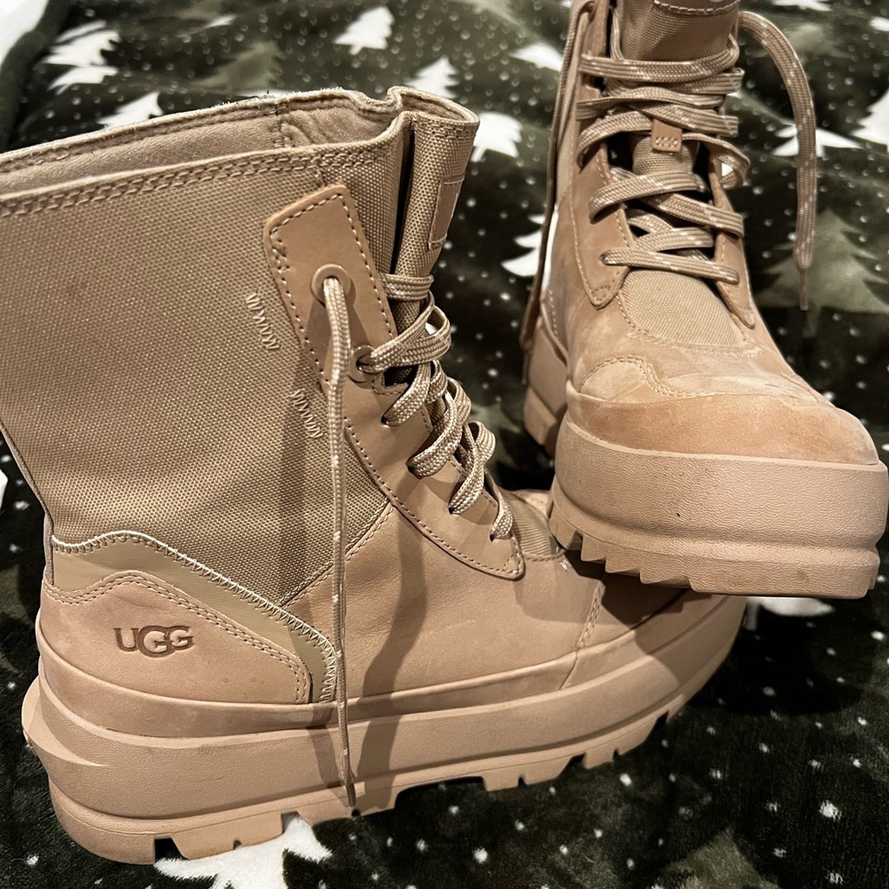UGG Beige Lace-Up Boots